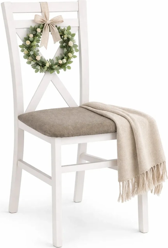 Białe drewniane krzesło skandynawskie krzyżak K4-S06