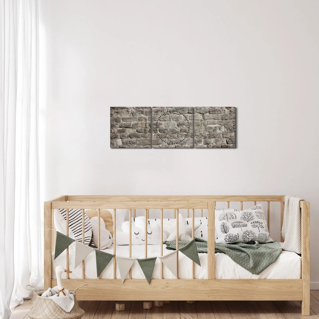 Obraz ściany z cegły (z zegarem) (90x30 cm)
