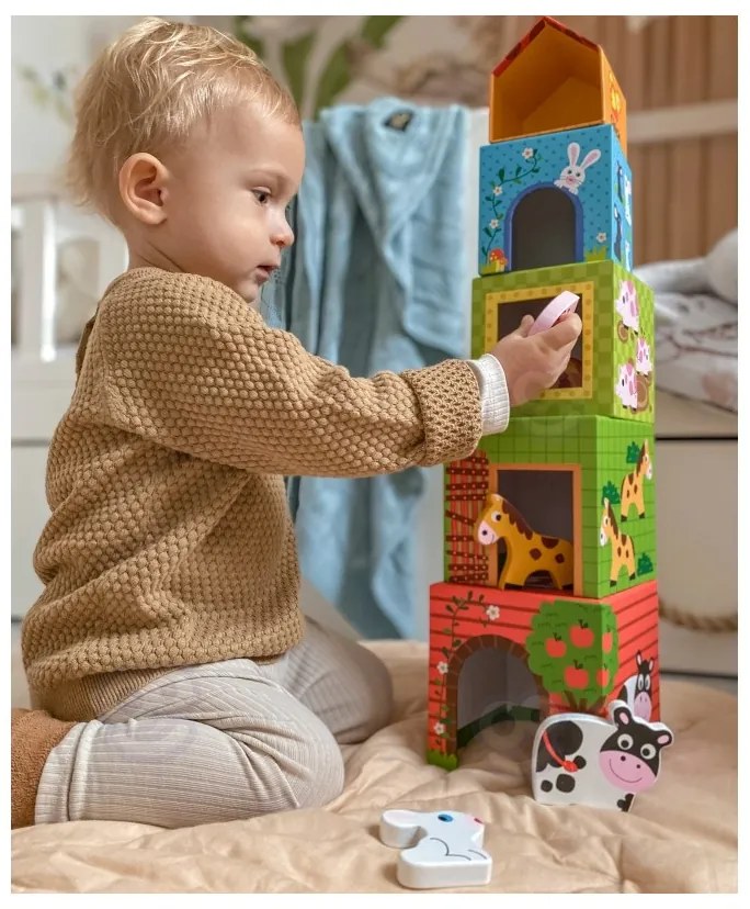 Woopie green układanka kostki farma w pudełkach + figurki 10 el.