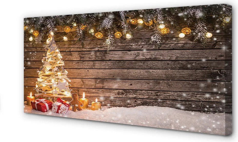 Fotoobraz na płótnie Choinka, Śnieg i Dekoracje