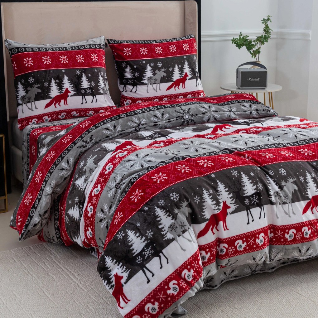 PrzytulneMieszkanie.pl PrzytulneMieszkanie.pl Pościel z mikropluszu SNOWY FOREST szara Rozmiar pościeli: 70 x 90 cm | 140 x 220 cm