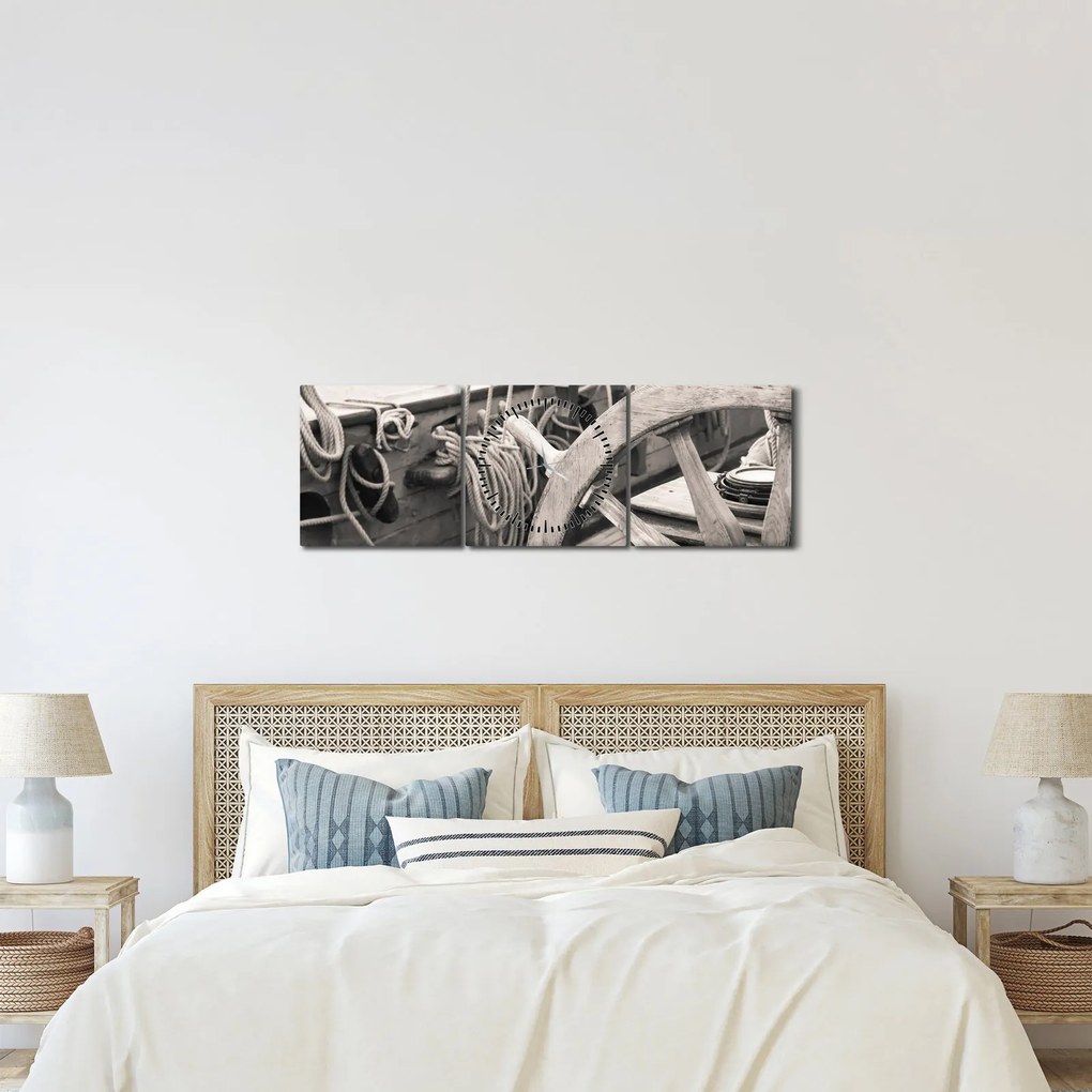 Obraz - Ster do żaglówki (z zegarem) (90x30 cm)