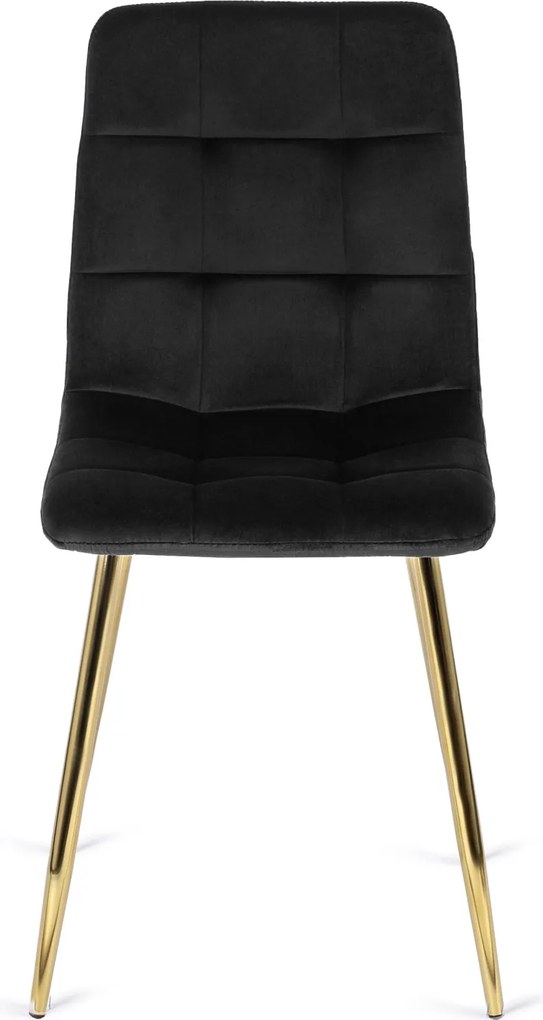 Zestaw Stół Rozkładany LUIGI 160-240 cm Czarny/Złoty i 4 Krzesła Tapicerowane YORK Czarne Glamour