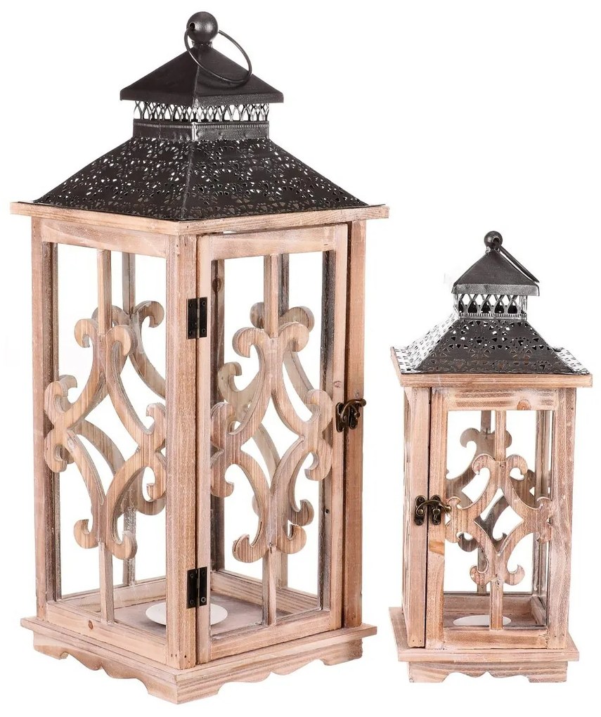 Zestaw latarni drewnianych Brandstatt, 2 szt.