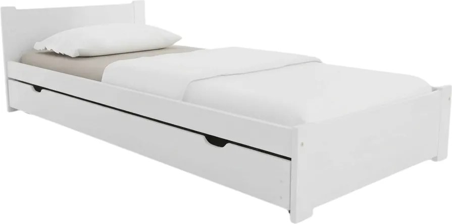 Łóżko IKAROS 80 x 200 cm, białe Stelaż: Ze stelażem listwowym rolowanym elastycznym, Materac: Materac Deluxe 10 cm