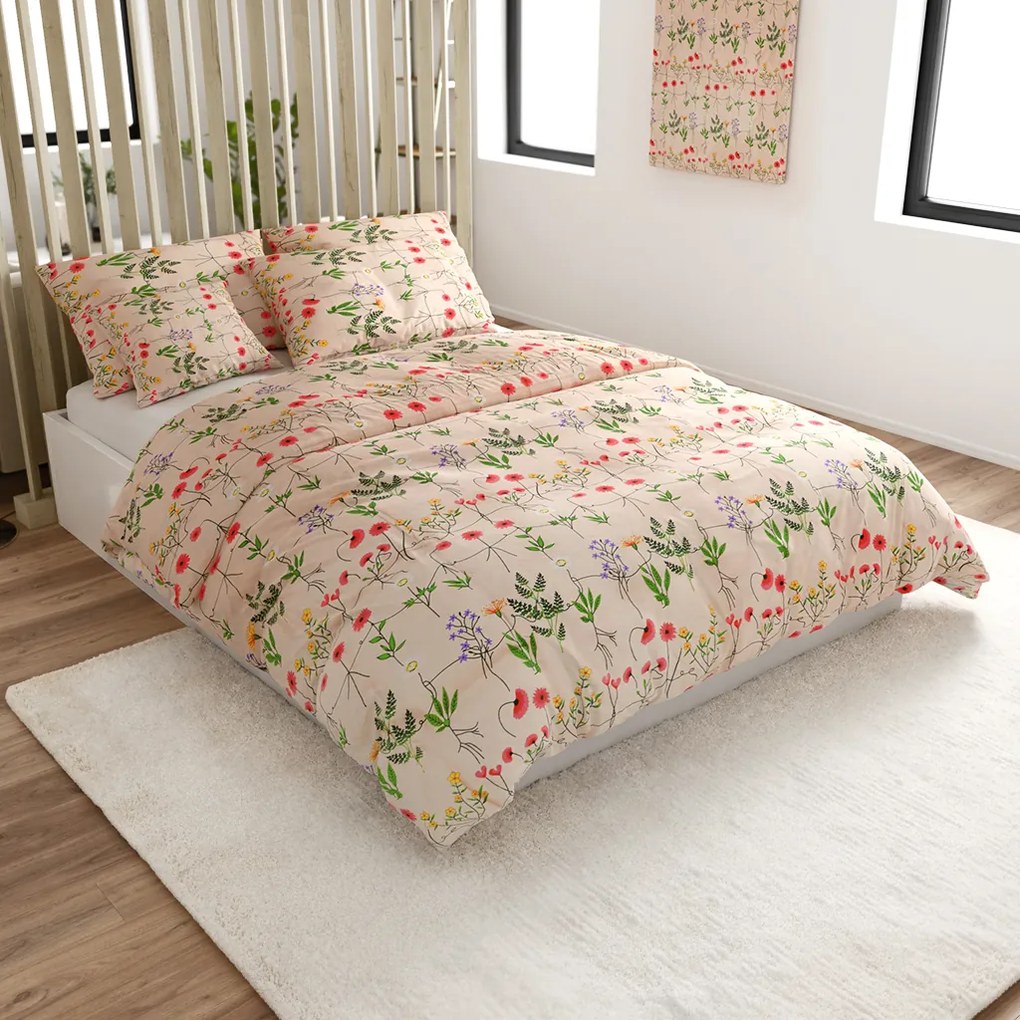 PrzytulneMieszkanie.pl PrzytulneMieszkanie.pl Bawełniana pościel HERBAR BLEND beżowa Rozmiar pościeli: 70 x 90 cm | 140 x 220 cm