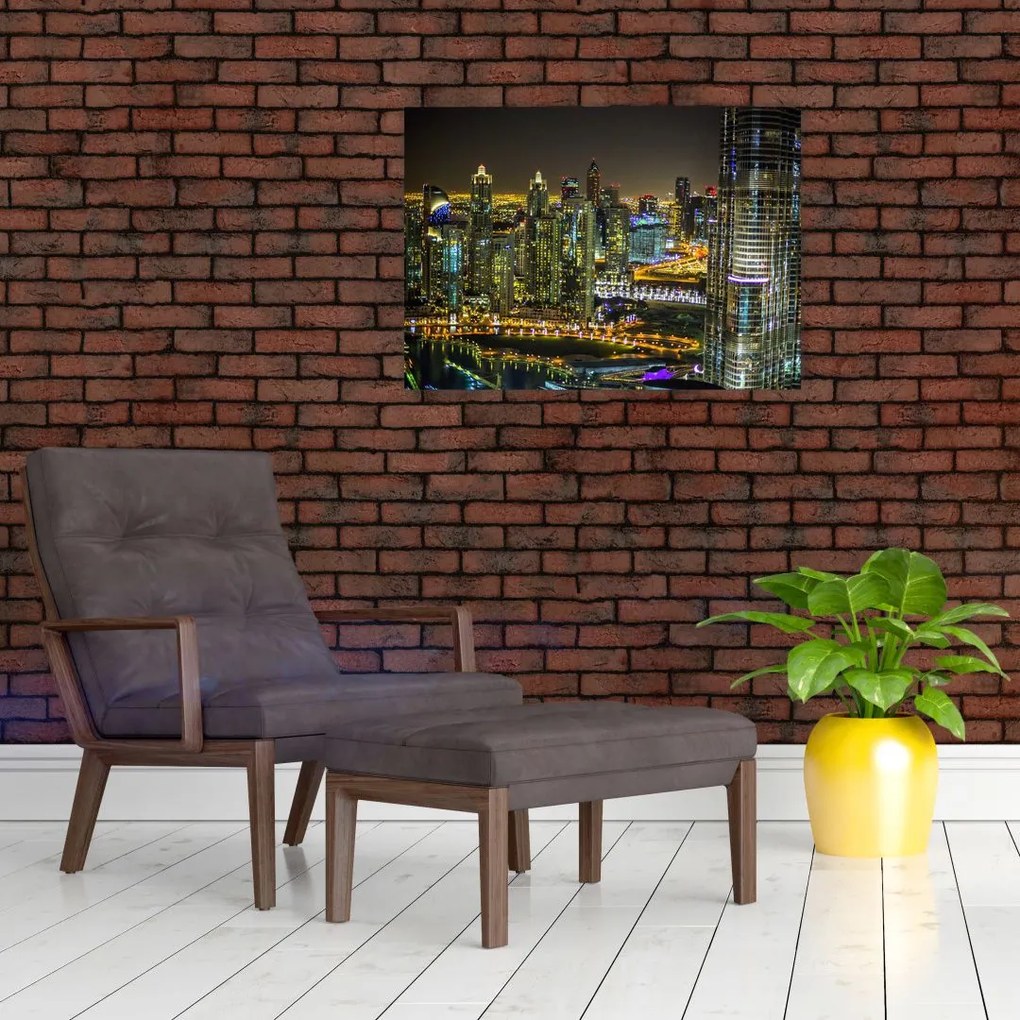 Obraz na szkle - miasto nocą (70x50 cm)