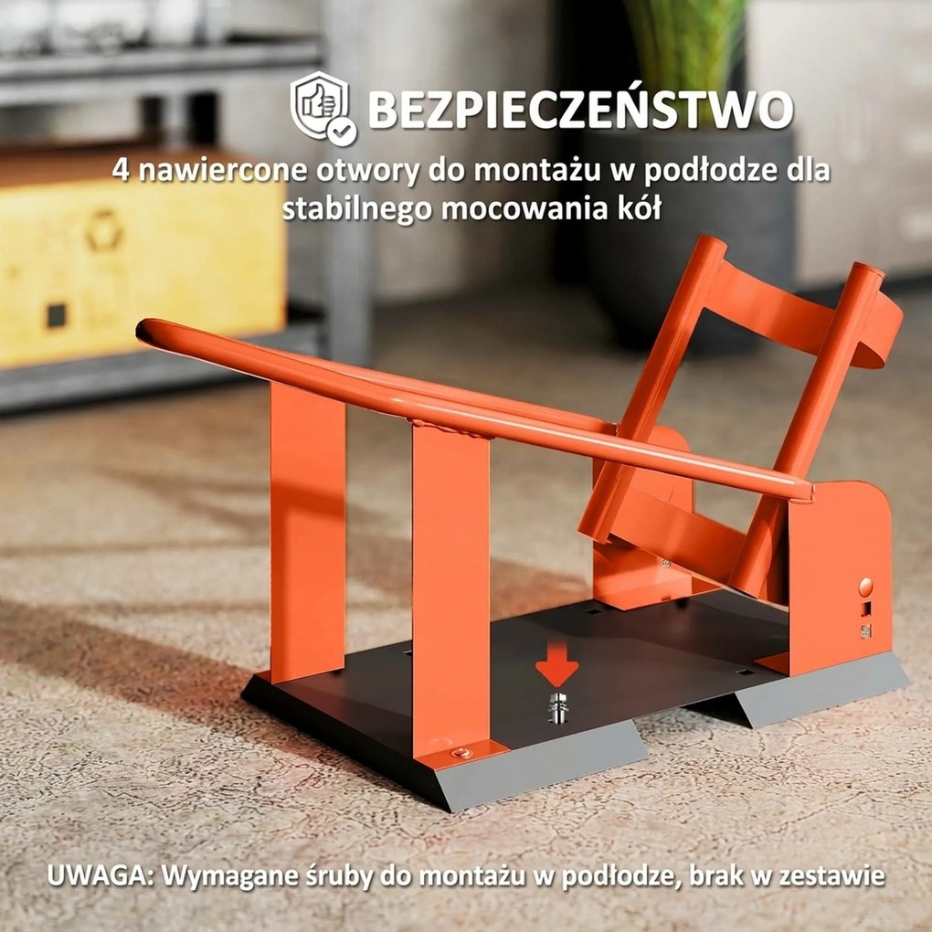 HOMCOM Stojak motocyklowy do przedniego koła 38,1-53,34 cm, 381-533,4 mm, regulowany klocek pod koło, nośność 816,5 kg, Pomarańczowy | Aosom PL