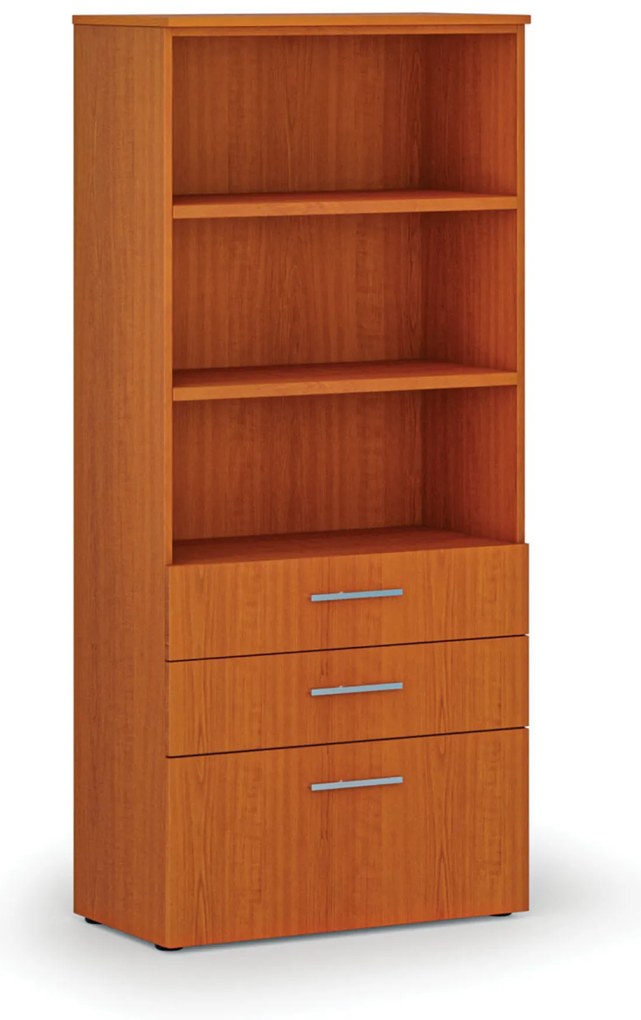 Szafa biurowa z kombinowanymi szufladami PRIMO WOOD, 800 x 420 x 1781 mm, czereśnia