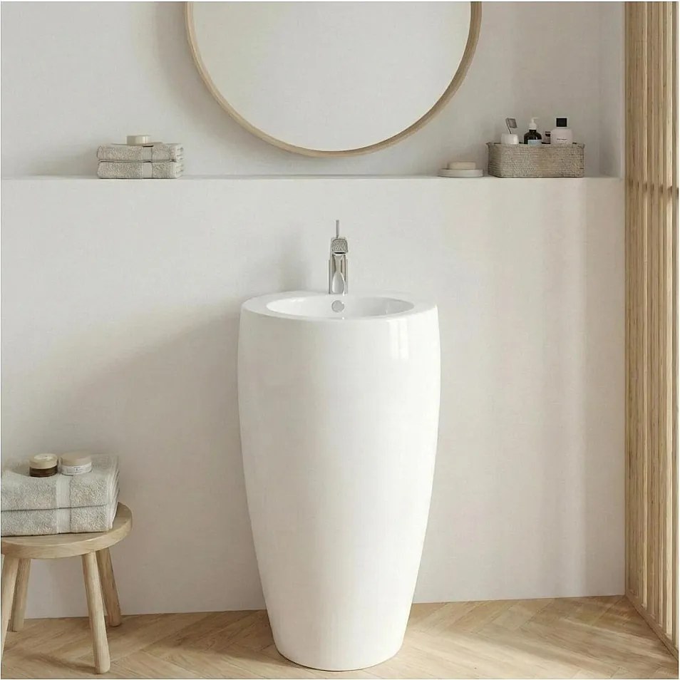 Biała ceramiczna umywalka na postumencie 52x85x53cm BOSTON