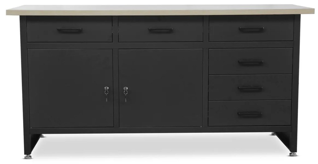 Stół warsztatowy HENRY, 1700 x 850 x 600 mm, czarny