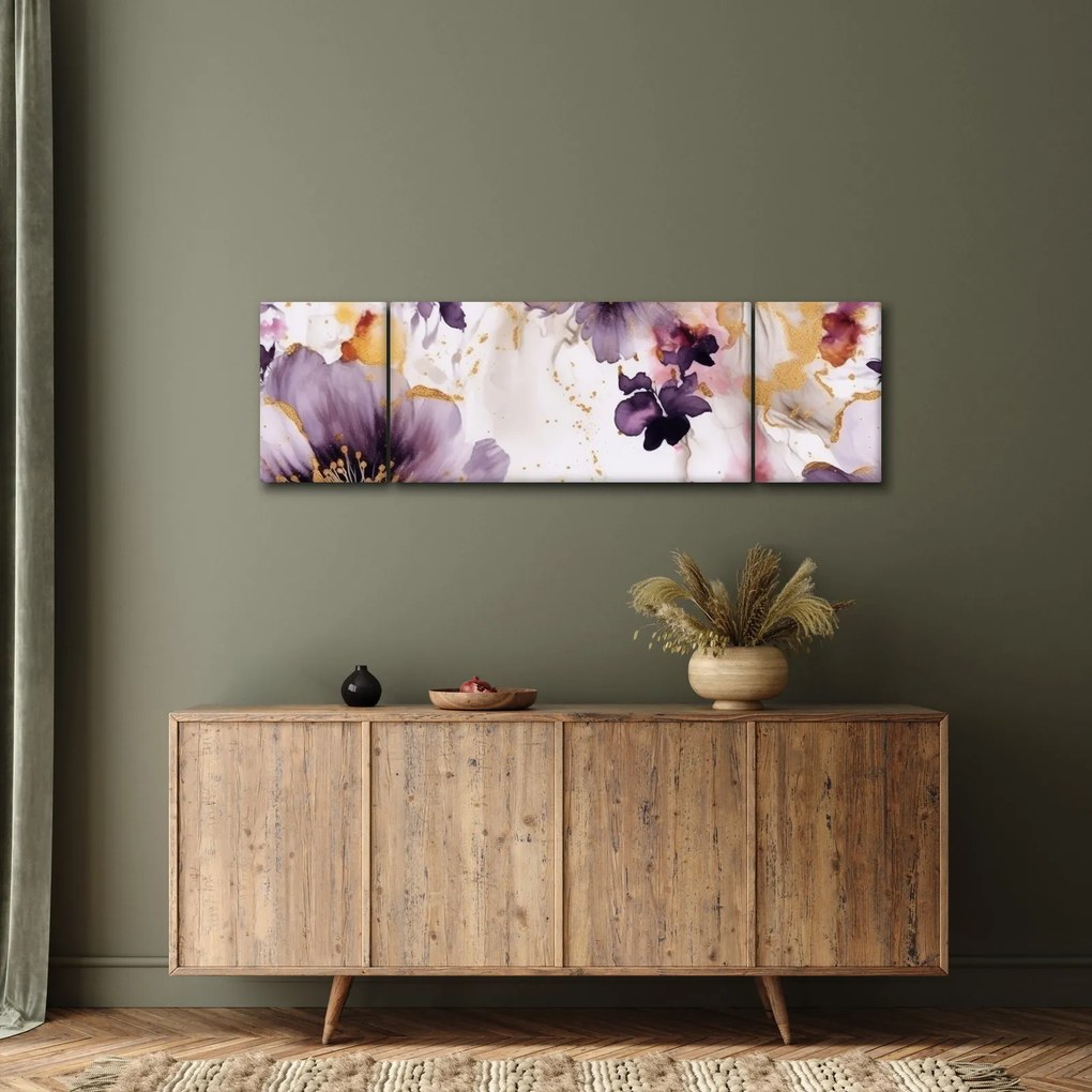 Obraz - Kwiaty akwarelowe (170x50 cm)