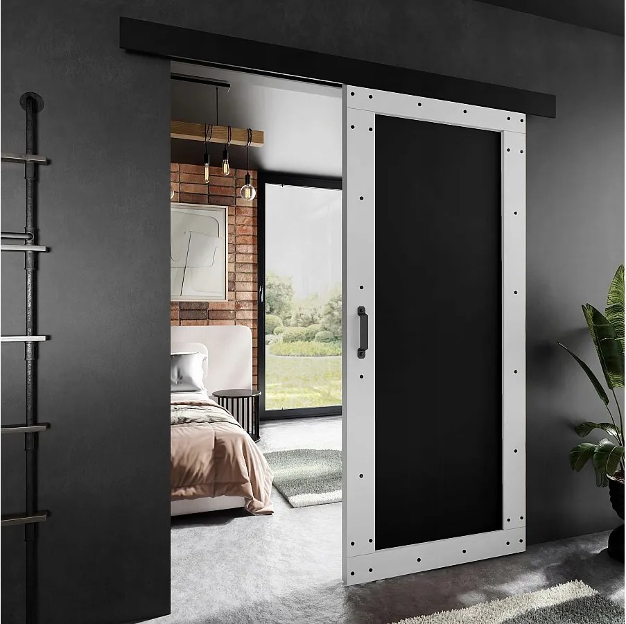 Drzwi przesuwne PALADIO 2 z maskownicą biały i czarne 70