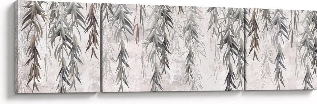 Obraz - Gałązki wierzby w szarym tynku (170x50 cm)