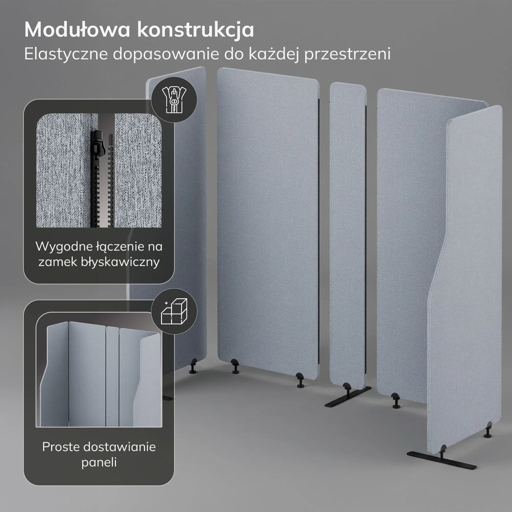 Parawan akustyczny, ścianka biurowa Moon Dust, 260/145 cm: SADIE