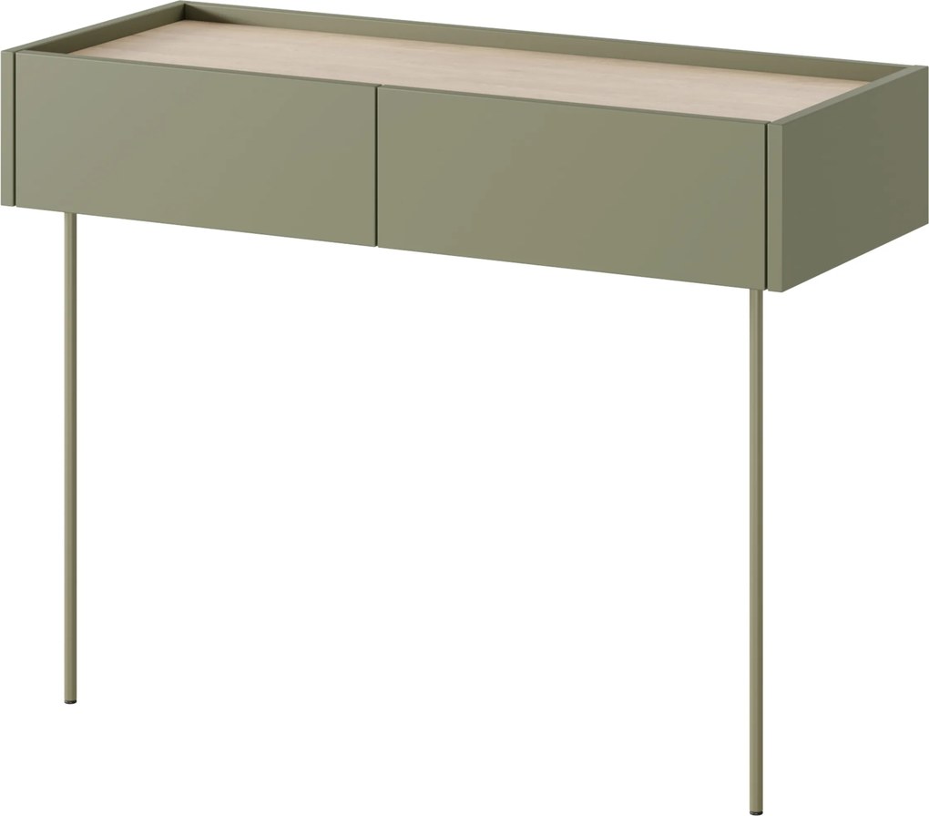 Toaletka Desin 100 cm z szufladami i metalowymi nogami - oliwka / dąb nagano