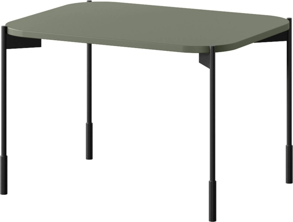 Stolik kawowy Sonatia 60 cm prostokątny na metalowych nogach - oliwka