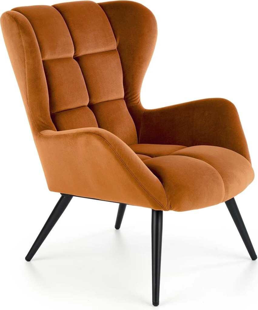 Tapicerowany fotel na drewnianych nogach Tyrion