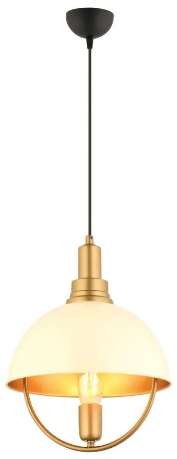 Lampa wisząca na przewodzie MONZA 1xE27/40W/230V śr. 30 cm kremowy/złoty