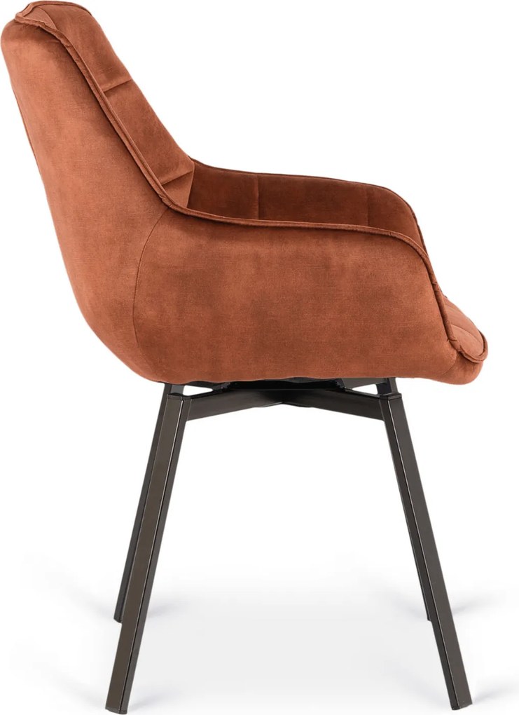 Krzesło Tapicerowane Obrotowe do Salonu LUNA Rude Welurowe Nowoczesne Loft