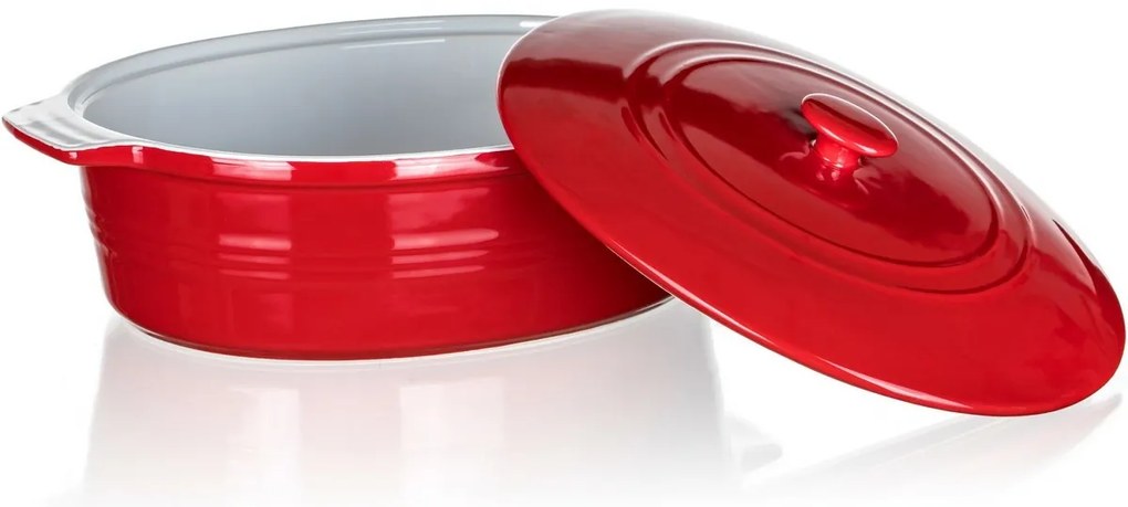 Banquet Foma naczynie żaroodporne owalne z pokrywką Culinaria Red 3,6 l, 3,6 l