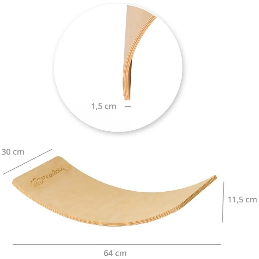 Deska do balansowania 64x30cm dla dzieci drewniany balance board - meowbaby®