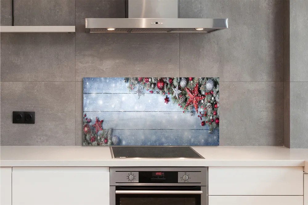 Panel szklany do Kuchni Szyszki i Bombki na Drewnie