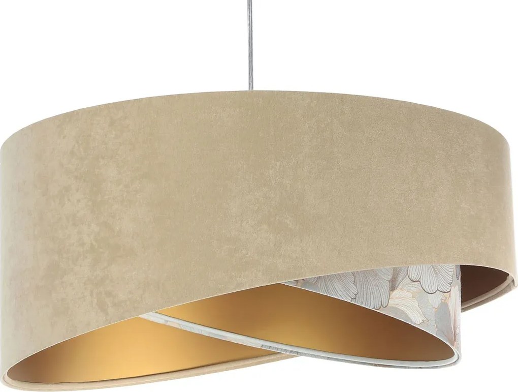 Ciemnobeżowa lampa wisząca welurowa L2-H83