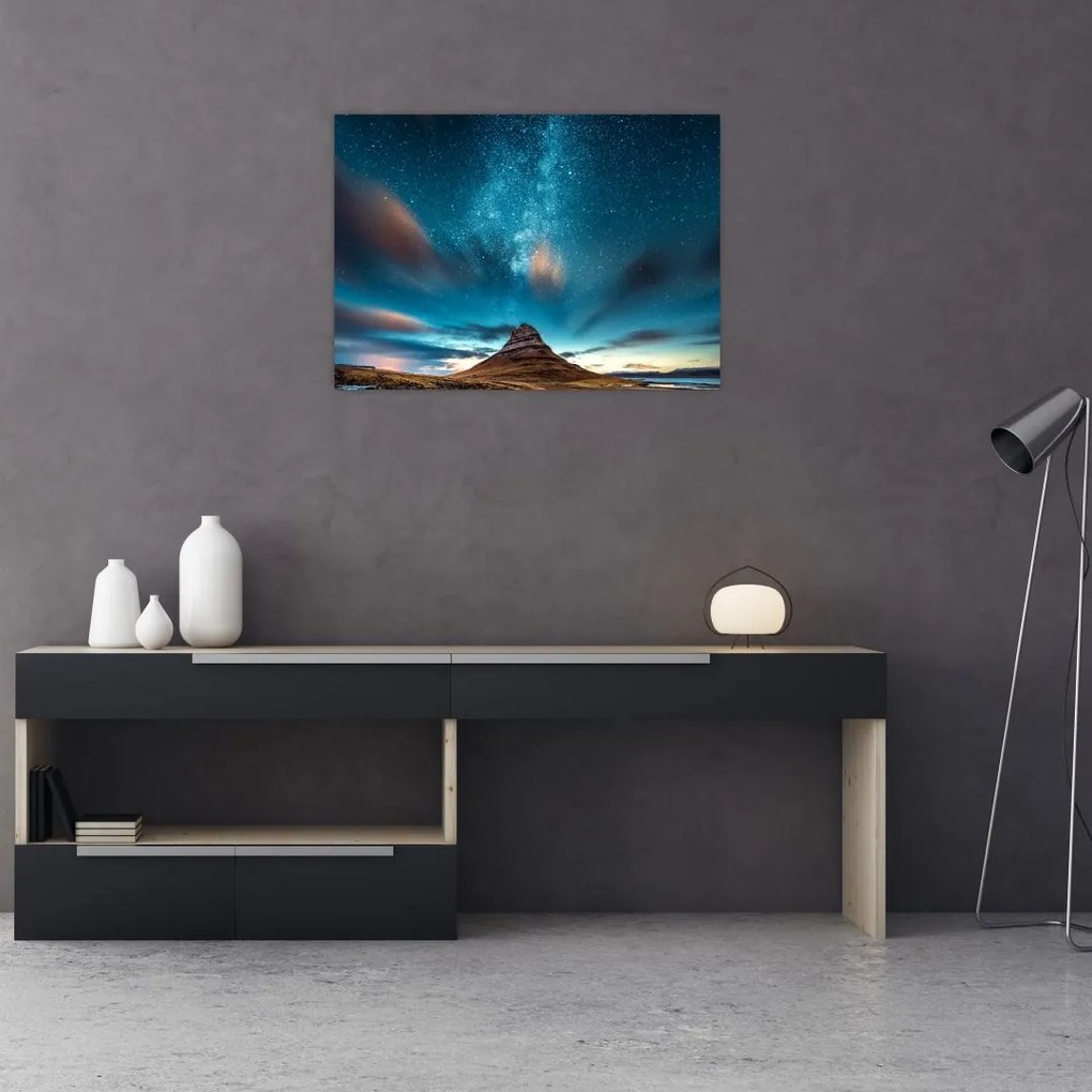 Obraz na szkle - niebieska Droga Mleczna (70x50 cm)