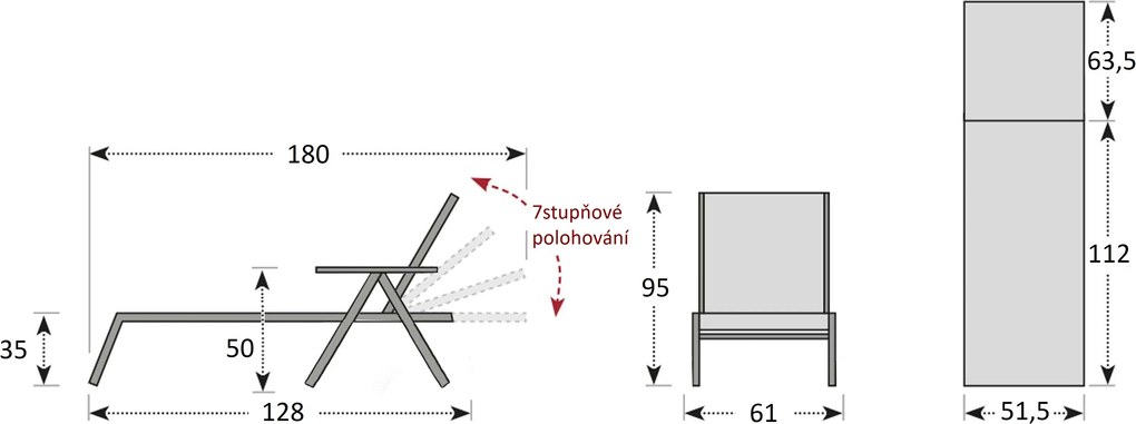 BALI - składany aluminiowy leżak ogrodowy - 2. gatunek (N437)