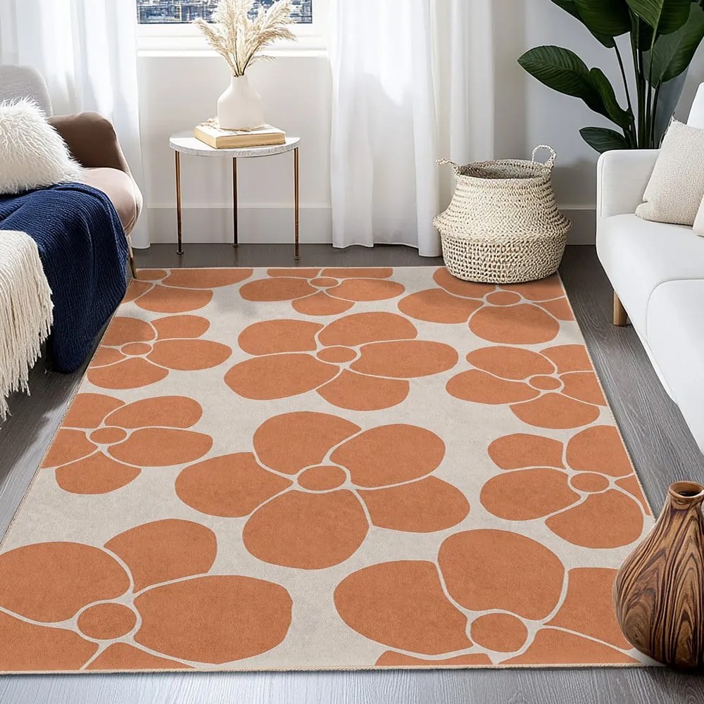 Pomarańczowy dywan odpowiedni do prania 120x180 cm Orange Meadow – Mila Home