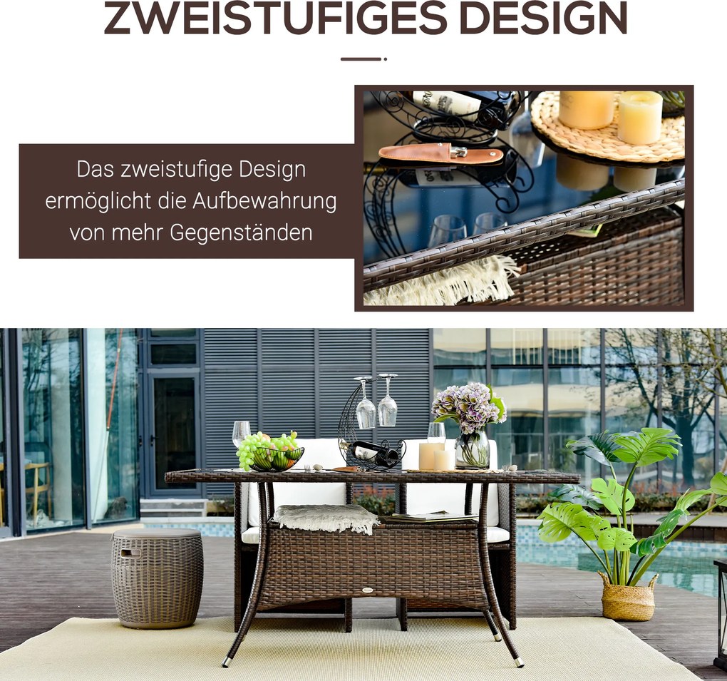 Technorattan Stół Ogrodowy Szklany Metalowy 150x85x74 cm Elegancki Stół Obiadowy Meble Ogrodowe | Aosom PL