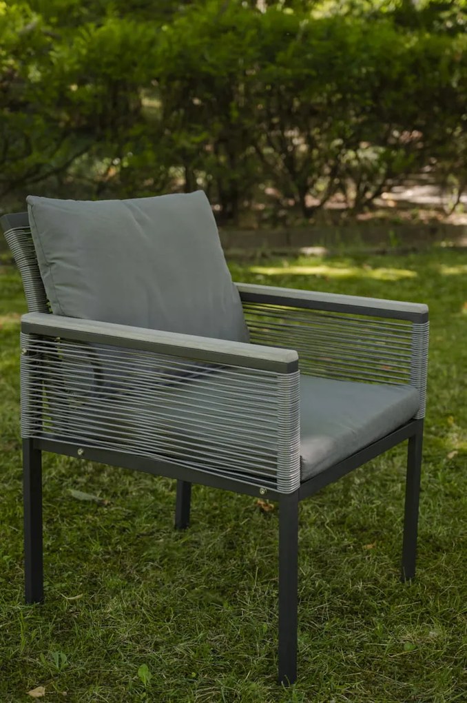 Krzesło Ogrodowe Aluminiowe z technorattanu CORTO szary