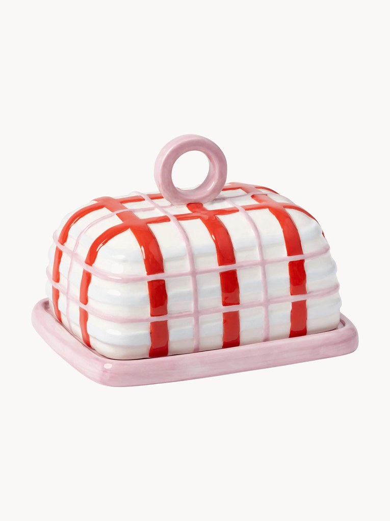 Ręcznie malowana maselniczka Plaid