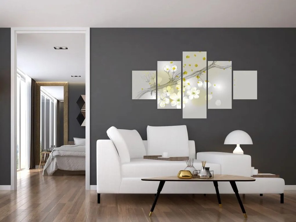 Obraz kwitnącej gałązki (125x70 cm)