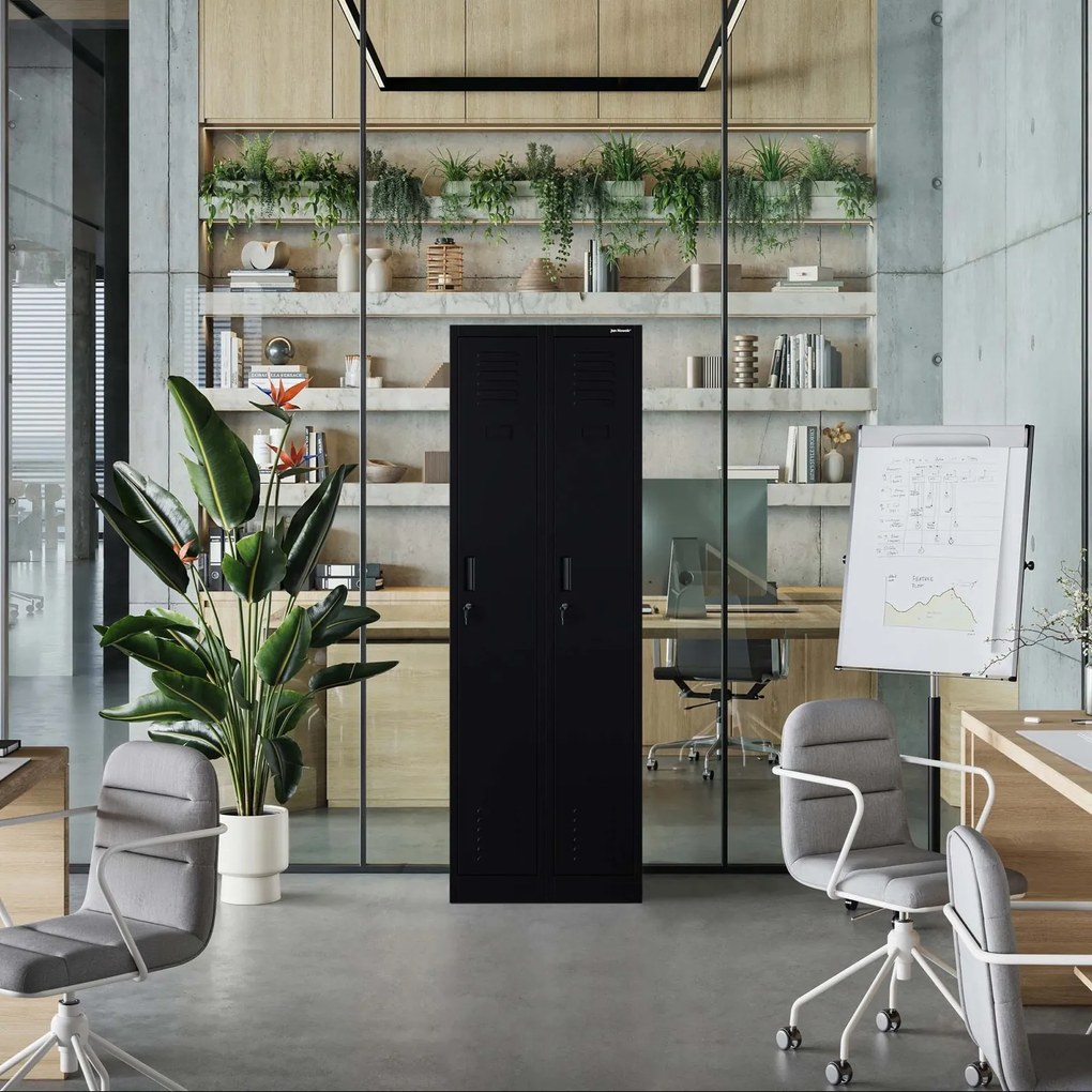 Dwudrzwiowa szafa BHP wąska 60x50x180 cm Kacper 2, czarna