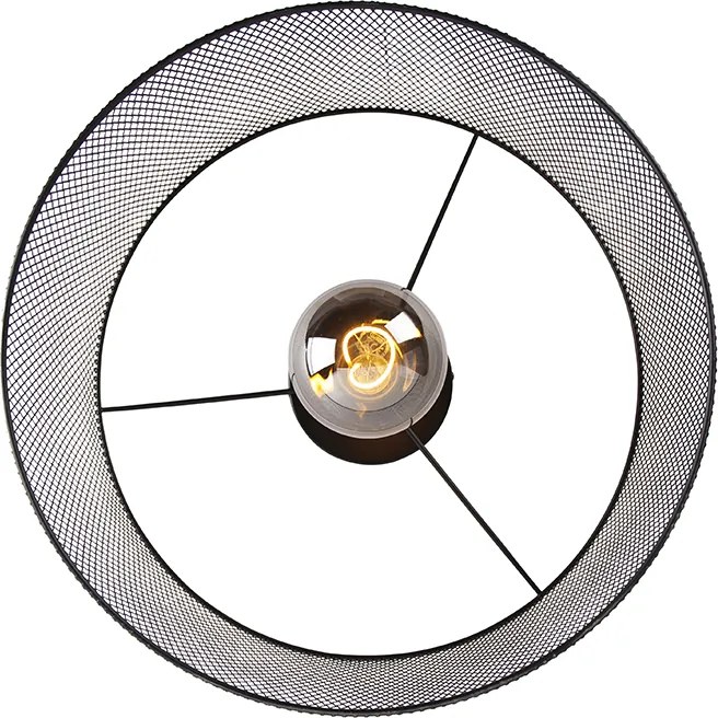 Industrialna lampa sufitowa czarna - Drum Mesh