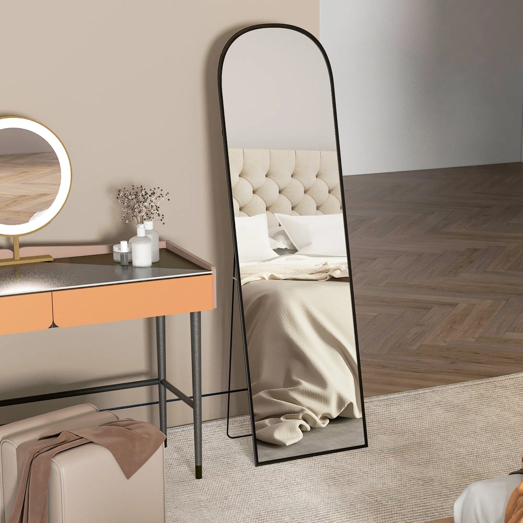HOMCOM Lustro stojące, lustro w pełnej długości, nowoczesny design, 50 cm x 1,5 cm x 161,5 cm, czarne