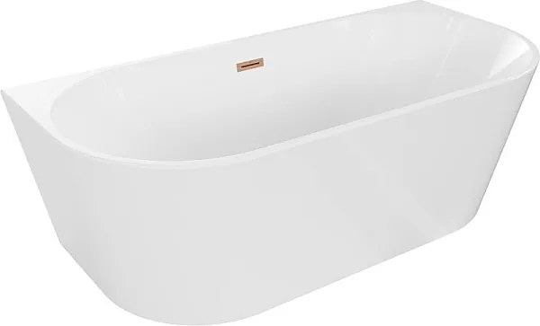 Mexen Oval wanna wolnostojąca przyścienna 180 x 80 cm, biała, przelew miedź szczotkowana - 52671808000-65