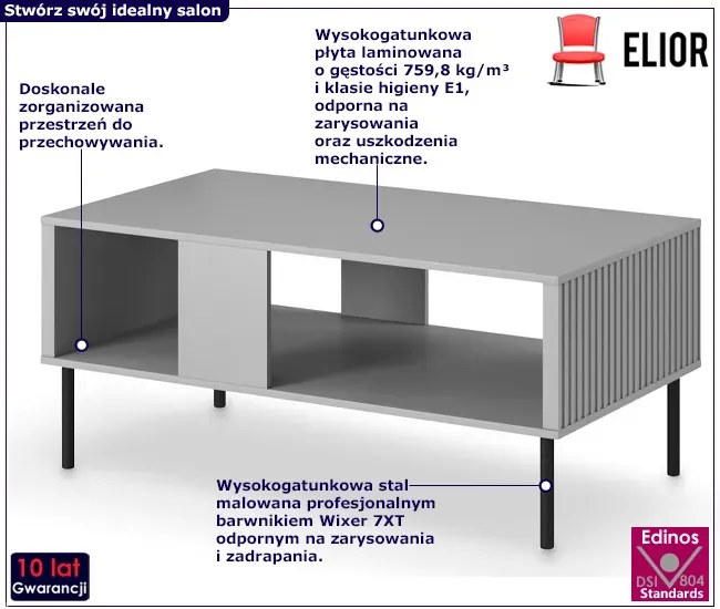 Szara ława z półką i lamelami G7-H51