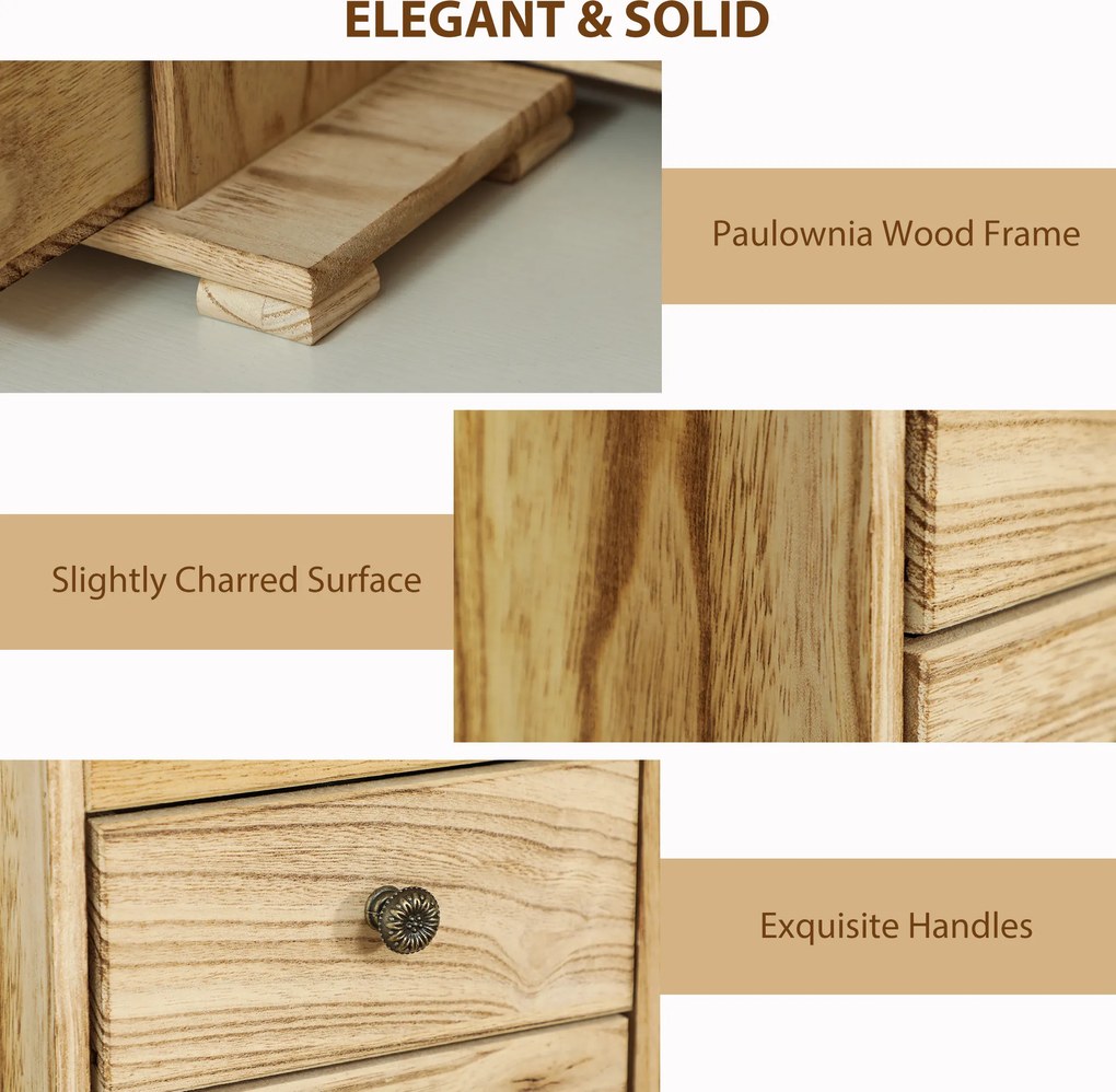 HOMCOM Szkatułka na biżuterię, organizer, 4-poziomowy układ, z wbudowanym lustrem, drewno, brązowy