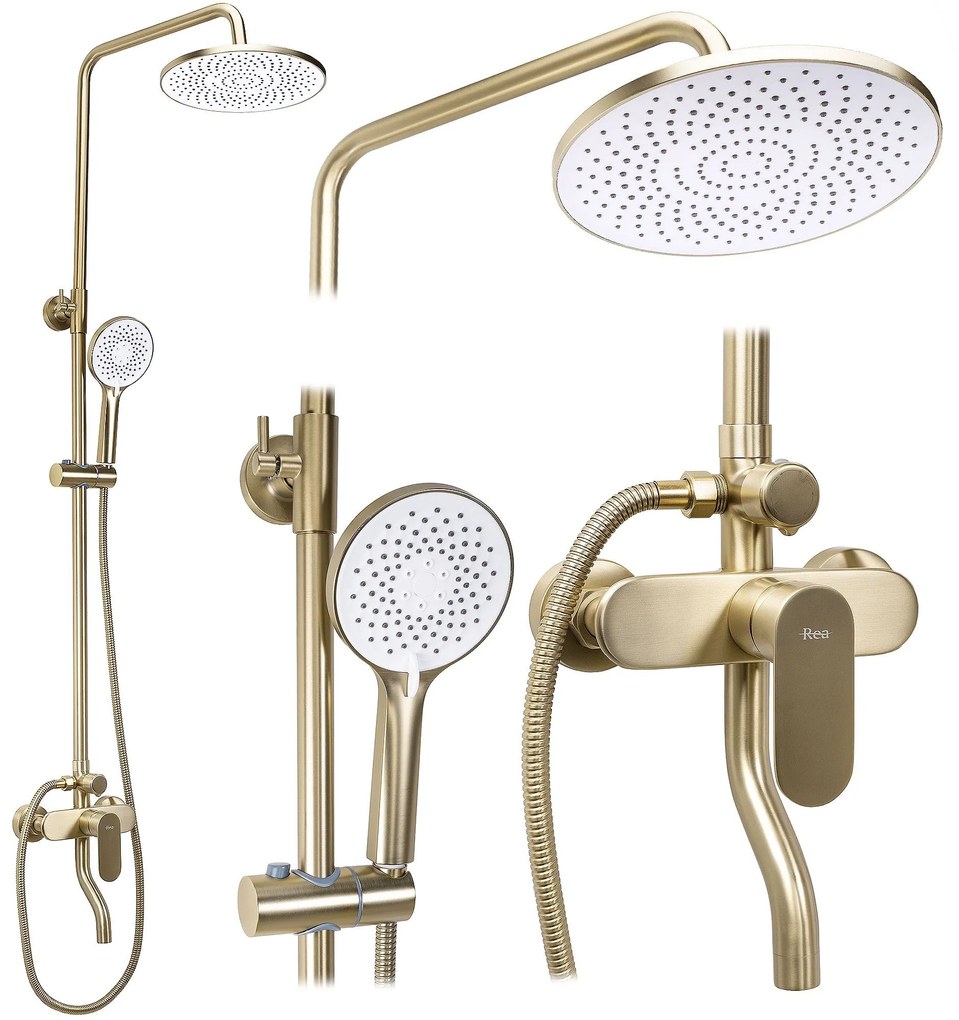 Zestaw natryskowy Rea DROP Złoty Szczotkowany