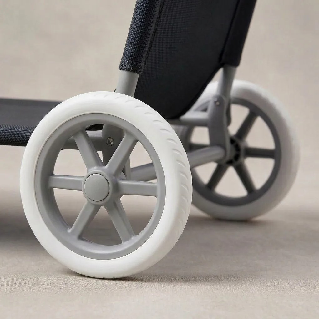 Leżak plażowy Solmare z daszkiem i kołami - składany leżak ogrodowy, czarny