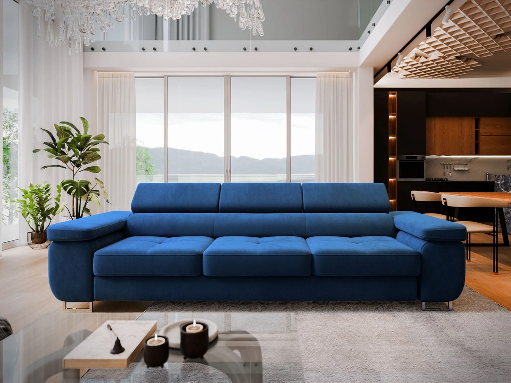 Masseno Sofa MOSINE z funkcją spania, Rozkładana sofa - Granatowy, MONOLITH 77