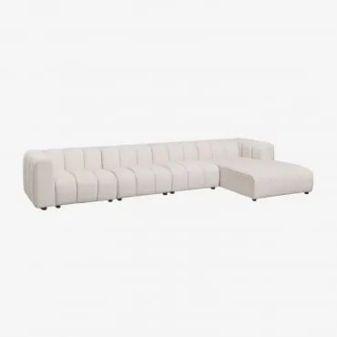 Sofa Modułowy Z Prawym Szezlongiem, 4-częściowy, Z Tkaniny Bouclé Eliot Bukla Kremowy Beż - Sklum