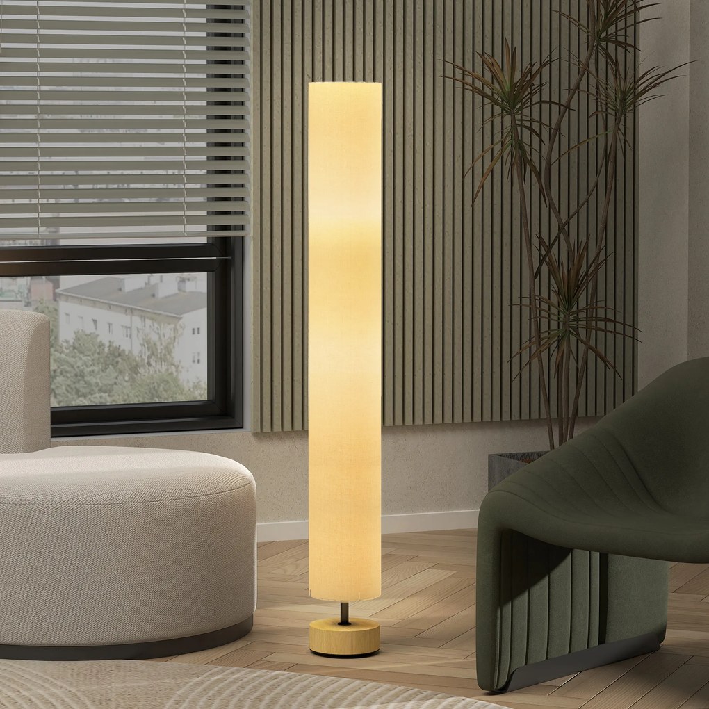 HOMCOM Lampa stojąca do salonu z kloszem lnianym, włącznik nożny | Aosom PL