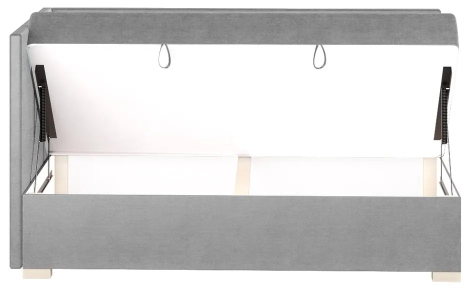 Szare narożne łóżko dziecięce ze schowkiem i materacem 90x200 cm Flexi – Ghado