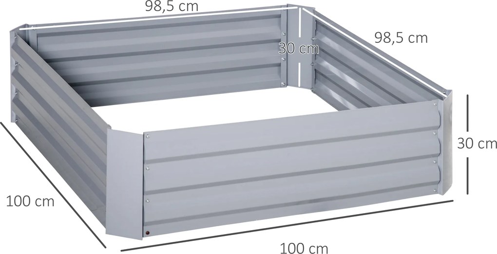 Outsunny Skrzynki na kwiaty 2 sztuki Stalowa rama Otwarte dno Szary 100x100x30cm Dekoracja ogrodu | Aosom PL