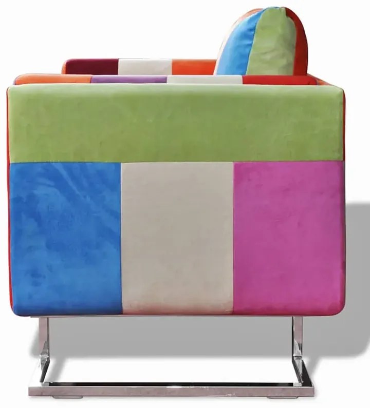 Klubowy fotel patchwork z chromowaną podstawą F4-E35