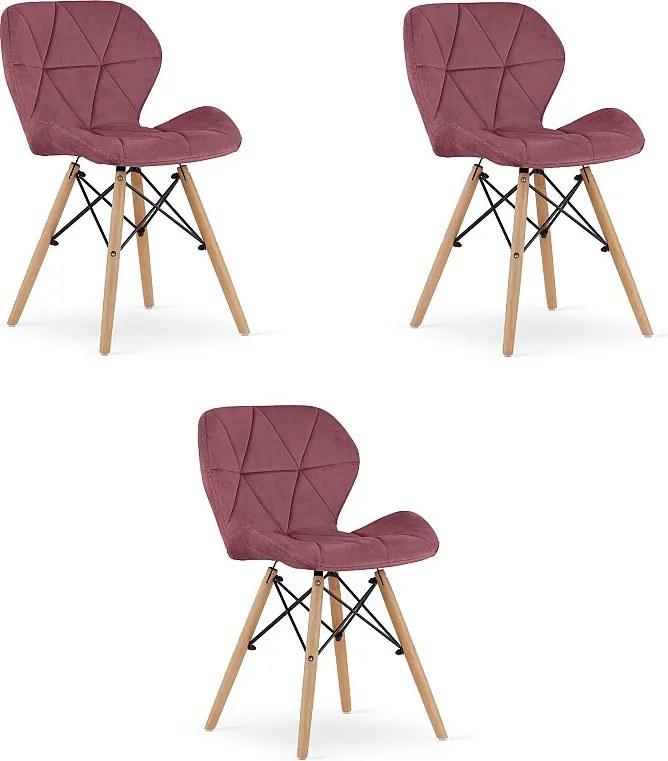 Krzesło Valora WAKO Velvet z ciemnoróżowego drewna bukowego x 3